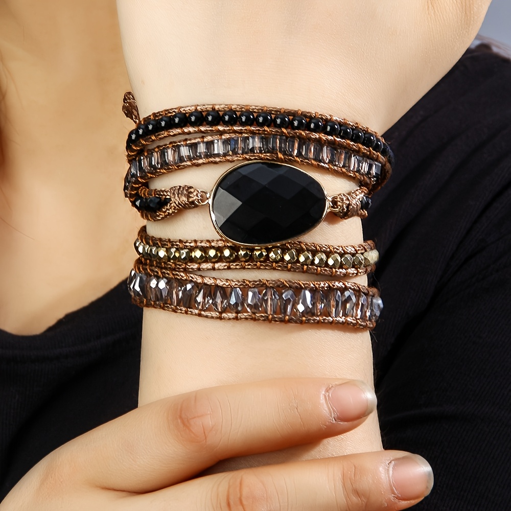 Bohemian Style Stone Beaded Bracelet Adjustable Wrap